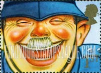 FindYourStampsValue: Great Britain (United Kingdom): Famous Smiles - The Laughing Policeman, Booklet Stamp