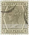 FindYourStampsValue: Great Britain (United Kingdom): Queen Victoria - Six Pence Gray