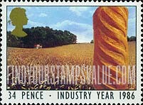 FindYourStampsValue: Great Britain (United Kingdom): Industry Year - Cornfield, Bread