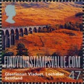 FindYourStampsValue: Great Britain (United Kingdom): Scottish Scenery - Glenfinnan Viaduct, Lochaber