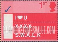 FindYourStampsValue: Great Britain (United Kingdom): Check-off Slogans - I Love You, XXXX, S.W.A.L.K.