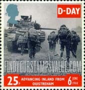 FindYourStampsValue: Great Britain (United Kingdom): D-Day, 50th Anniversary - Advancing Inland from Ouistreham