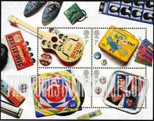 FindYourStampsValue: Great Britain (United Kingdom): Beatles Memorabilia, Sheet of 4 Stamps