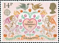 FindYourStampsValue: Great Britain (United Kingdom): Folklore - Lovebirds, Angels and Heart (Valentine's Day)