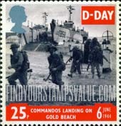 FindYourStampsValue: Great Britain (United Kingdom): D-Day, 50th Anniversary - Commandos landing on Gold Beach