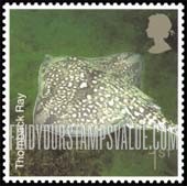 FindYourStampsValue: Great Britain (United Kingdom): Marine Life - Thornback Ray