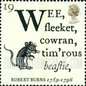 FindYourStampsValue: Great Britain (United Kingdom): Robert Burns - Lines from Poems - 'Wee Sleeket, Cowran, Tim'rous Beastie'