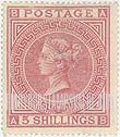 FindYourStampsValue: Great Britain (United Kingdom): Queen Victoria - Five Shillings Rose