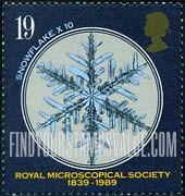 FindYourStampsValue: Great Britain (United Kingdom): Microscopy - Snowflake, The Royal Microscopical Society Emblem