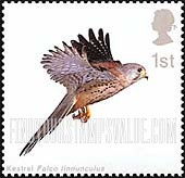FindYourStampsValue: Great Britain (United Kingdom): Birds of Prey - Kestrel in Flight