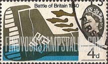 FindYourStampsValue: Great Britain (United Kingdom): 25th Anniversary of Battle of Britain - Hurricanes Returning over Wreckage of Dornier DO-17 Z Bomber