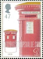 FindYourStampsValue: Great Britain (United Kingdom): Pillar Boxes, 150th Anniversary - Oval Dual-Aperture Box, 1939