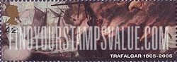 FindYourStampsValue: Great Britain (United Kingdom): Battle of Trafalgar, Bicentenary - Ship on Fire