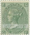 FindYourStampsValue: Great Britain (United Kingdom): Queen Victoria - One Shilling Green