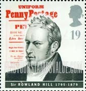 FindYourStampsValue: Great Britain (United Kingdom): Pioneers of Communication - Sir Rowland Hill, Introduction of Uniform Penny Postage