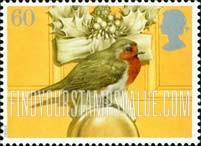 FindYourStampsValue: Great Britain (United Kingdom): Christmas - Robin sitting on Door Knob, Christmas Decoration on Door