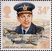 FindYourStampsValue: Great Britain (United Kingdom): Royal Air Force Commanders and Aircraft - Lord Portal, De Havilland Mosquito