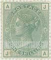 FindYourStampsValue: Great Britain (United Kingdom): Queen Victoria - One Shilling Pale Green