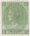 FindYourStampsValue: Great Britain (United Kingdom): Queen Victoria - One Shilling Green