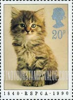 FindYourStampsValue: Great Britain (United Kingdom): Royal Society for the Prevention of Cruelty to Animals, 150th Anniversary - Kitten