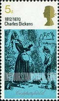 FindYourStampsValue: Great Britain (United Kingdom): Literary Anniversaries - David Copperfield and Betsy Trotwood ("David Copperfield," by Charles Dickens)