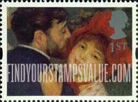 FindYourStampsValue: Great Britain (United Kingdom): Greetings in Art - 'La Danse a la Campagne', by Renoir