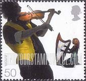 FindYourStampsValue: Great Britain (United Kingdom): Musicians and Dancers - Violinist and Harpist