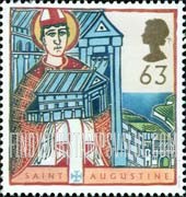 FindYourStampsValue: Great Britain (United Kingdom): St. Augustine of Canterbury & St. Columba of Iona - St. Augustine outside Cathedral at Canterbury, Kent Coastline
