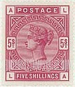 FindYourStampsValue: Great Britain (United Kingdom): Queen Victoria - Five Shillings Carmine Rose