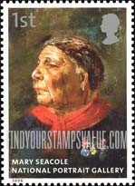 FindYourStampsValue: Great Britain (United Kingdom): National Portrait Gallery, 150th Anniversary - Mary Seacole, by Albert Challen
