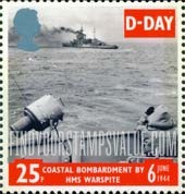 FindYourStampsValue: Great Britain (United Kingdom): D-Day, 50th Anniversary - Coastal Bombardment by HMS Warspite