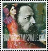 FindYourStampsValue: Great Britain (United Kingdom): Alfred, Lord Tennyson, Death Centenary - The Lady of Shalott by John William Waterhouse