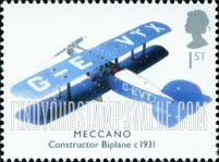 FindYourStampsValue: Great Britain (United Kingdom): Toys - Meccano Constructor Biplane, c. 1931