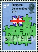 FindYourStampsValue: Great Britain (United Kingdom): Britain's Entry into the European Community - Britain as Part of European Community
