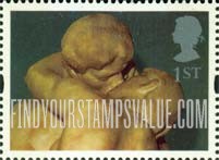 FindYourStampsValue: Great Britain (United Kingdom): Greetings in Art - 'The Kiss', by Rodin