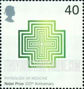 FindYourStampsValue: Great Britain (United Kingdom): Nobel Prizes, Centenary - Crosses (Physiology or Medicine)