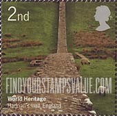 FindYourStampsValue: Great Britain (United Kingdom): UNESCO World Heritage Sites in Great Britain and Australia - Hadrian's Wall, England