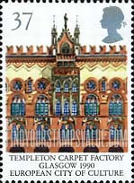 FindYourStampsValue: Great Britain (United Kingdom): Europa 1990 - Templeton Carpet Factory, Glasgow