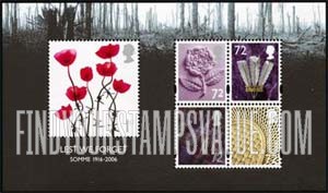 FindYourStampsValue: Great Britain (United Kingdom): Battle of the Somme, 90th Anniversary, Souvenir Sheet of 5 Stamps