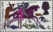 FindYourStampsValue: Great Britain (United Kingdom): 900th Anniversary of Battle of Hastings - Knight on Foot Killing Man and Horseman attacking with Lance