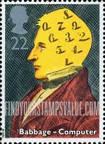 FindYourStampsValue: Great Britain (United Kingdom): Scientists & Their Technology - Charles Babbage, Computers