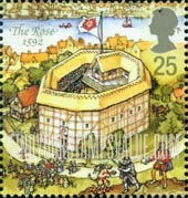 FindYourStampsValue: Great Britain (United Kingdom): Opening of Shakespeare's New Globe Theatre - The Rose