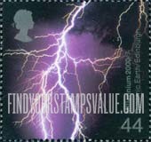 FindYourStampsValue: Great Britain (United Kingdom): Fire & Light - Lightning Bolt, Dynamic Earth Project