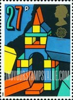 FindYourStampsValue: Great Britain (United Kingdom): Europa 1989, Children's Toys - Building-Block Tower