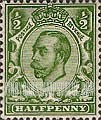 FindYourStampsValue: Great Britain (United Kingdom): King George V - Half Penny, Re-engraved