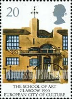 FindYourStampsValue: Great Britain (United Kingdom): Europa 1990 - School of Art, Glasgow