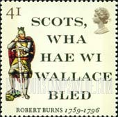 FindYourStampsValue: Great Britain (United Kingdom): Robert Burns - Lines from Poems - 'Scots, Wha Hae,Wi Wallace Bled'