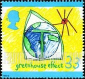 FindYourStampsValue: Great Britain (United Kingdom): Protect the Environment, Children's Drawings - Greenhouse Effect