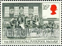FindYourStampsValue: Great Britain (United Kingdom): Bath-Bristol-London Mail Coach Bicentenary - Holyhead & Liverpool, 1828