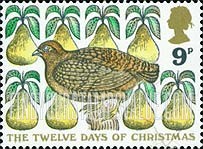FindYourStampsValue: Great Britain (United Kingdom): The Twelve Days of Christmas - A Partridge in a Pear Tree